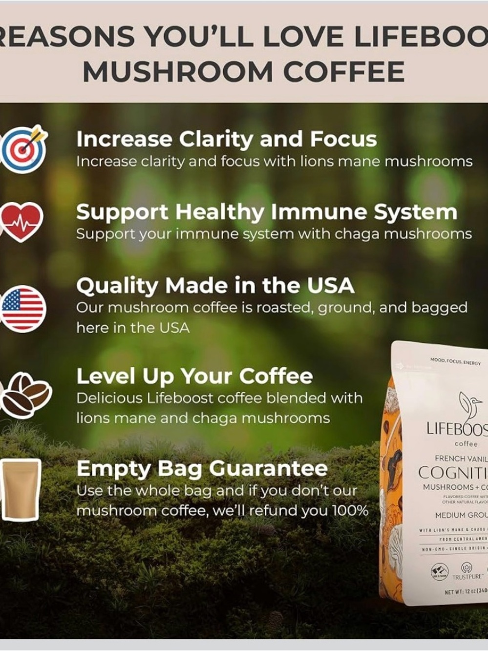 Lifeboost French Vanilla Cognition Medium Ground Coffee - Picture 3 of 6